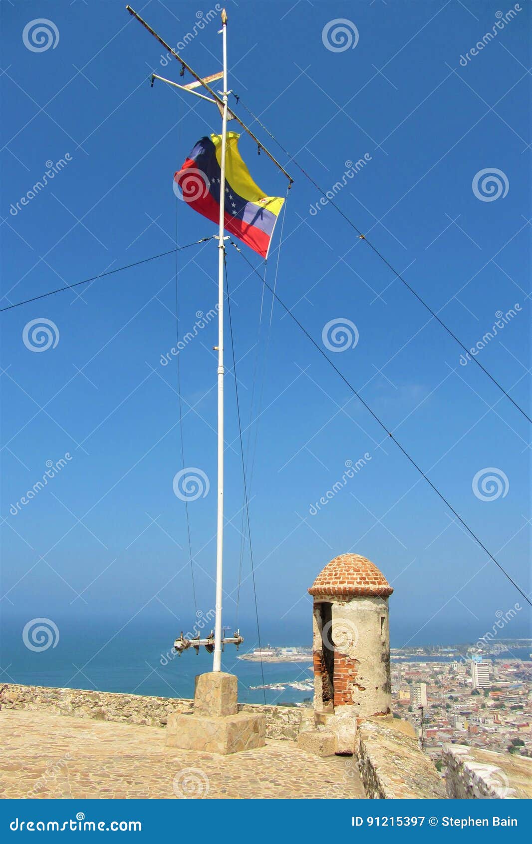 Desobediencia préstamo Vergonzoso The Venezuelan Flag Over Solano Fort Overlooking the City of Puerto Cabello.  Stock Image - Image of tower, post: 91215397