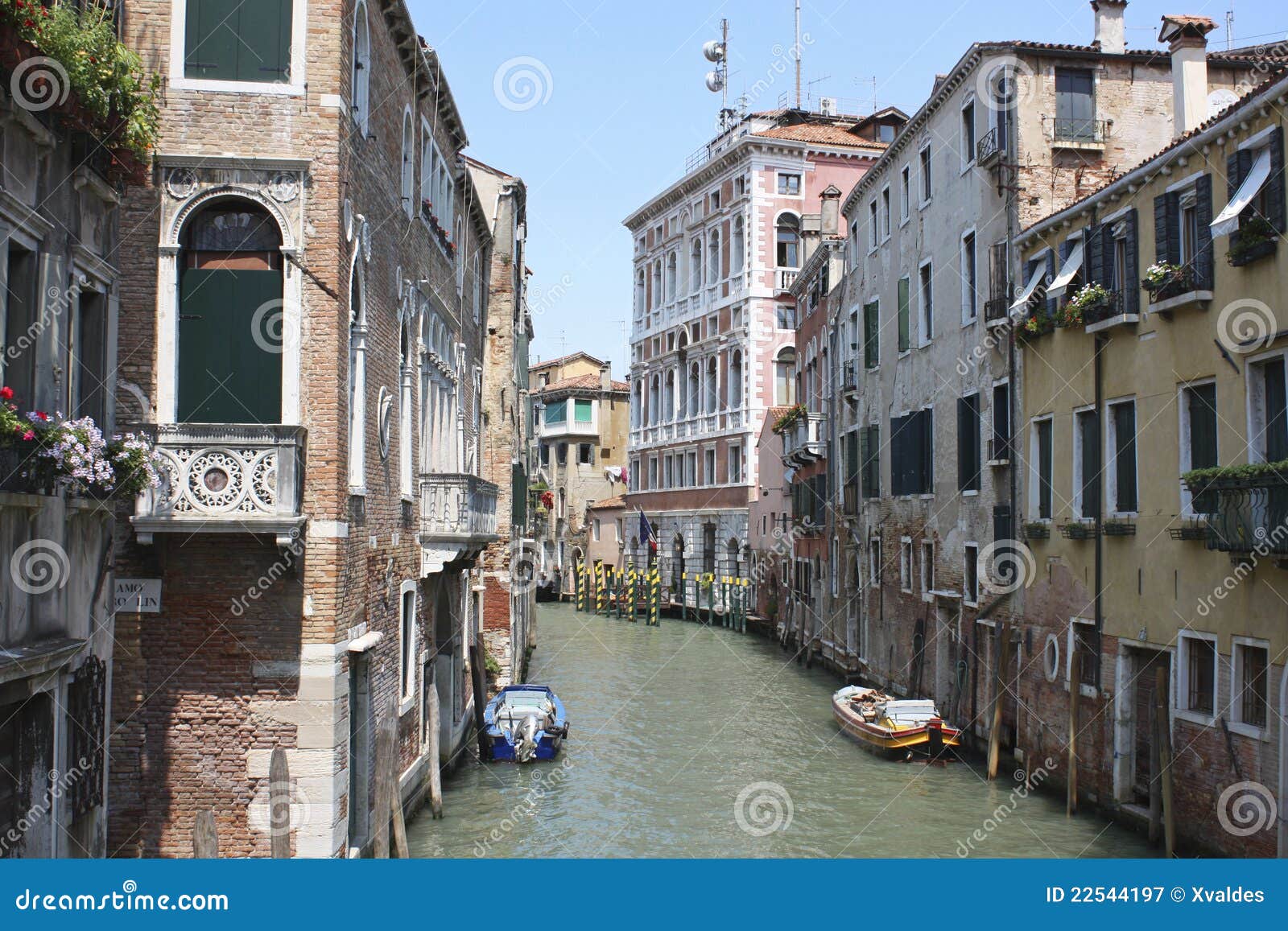 View of a typical canal of Venice, Italy