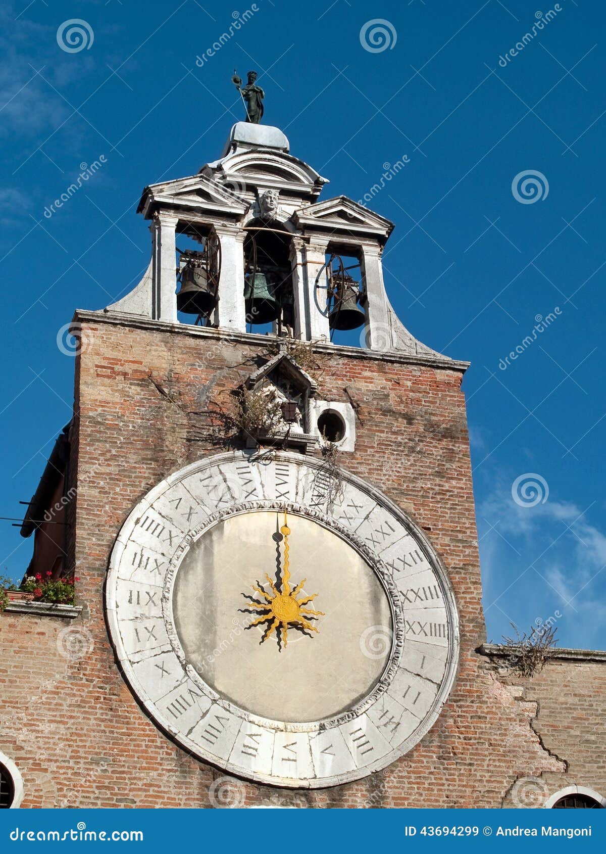 Venice  belltower clock stock image. Image of veneto  43694299