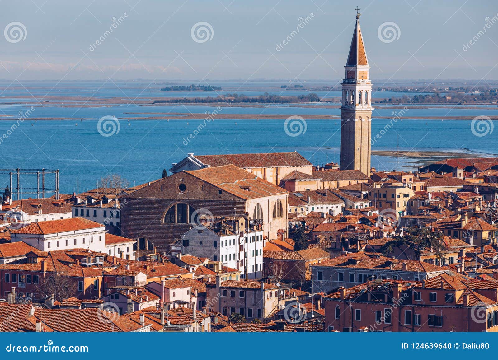 Venice Panoramic Aerial View with Red Roofs, Veneto, Italy. Aerial View ...