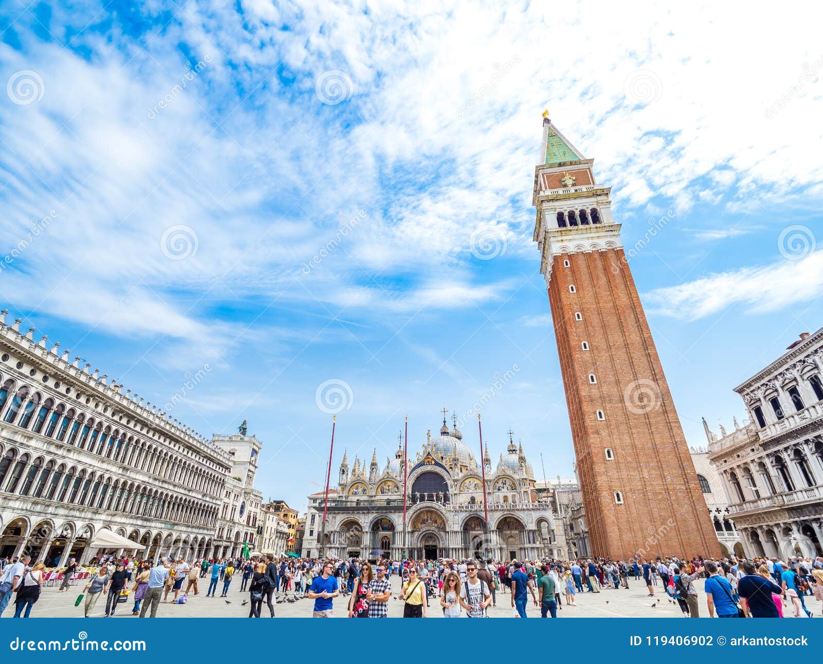 Venice It Super Wide Angle Of St Mark`s Square Piazza