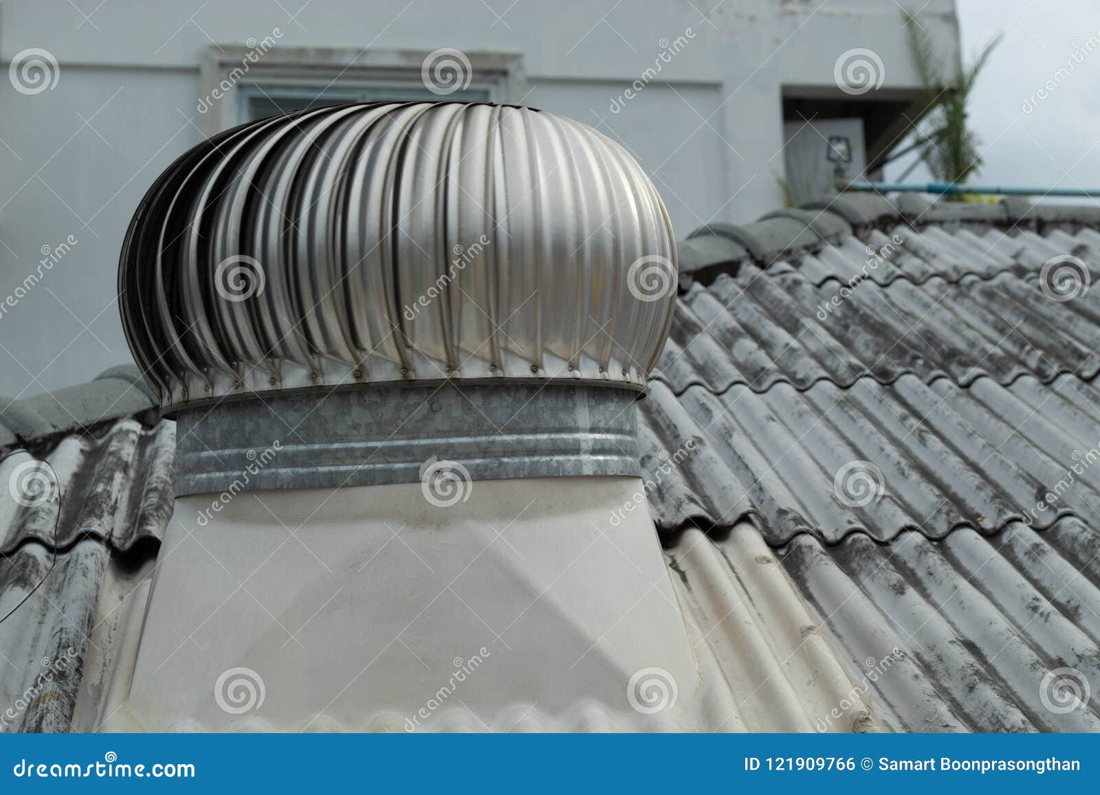 The vent hood on the roof. stock photo. Image of emission 121909766