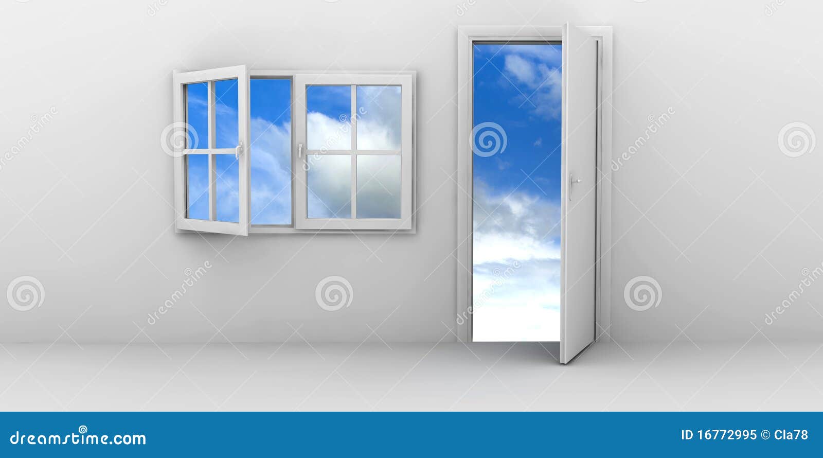 Ventana abierta y puerta stock de ilustración. Ilustración de sitio -  16772995