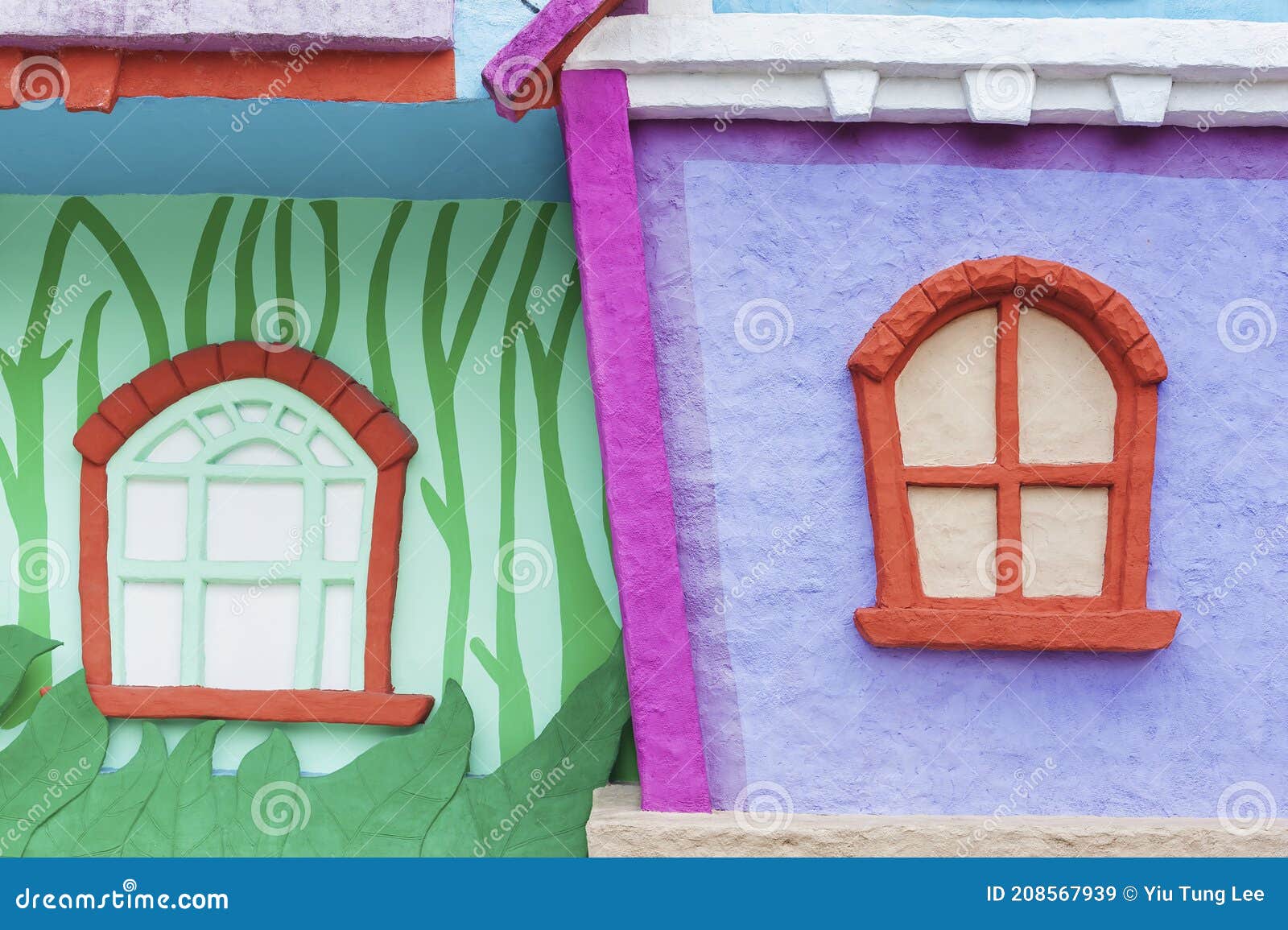 Ventana De Colorida Casa De Dibujos Animados Imagen de archivo - Imagen de  aldea, historieta: 208567939