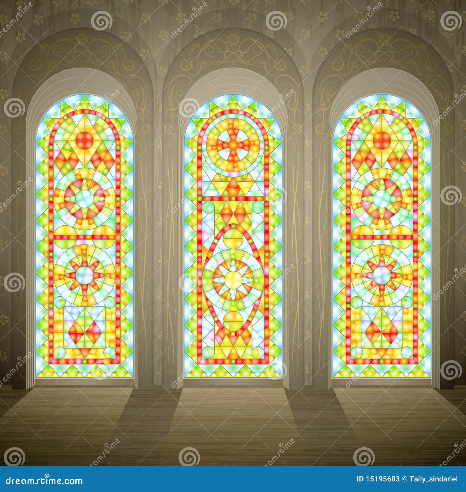 Ventanas De Cristal Manchadas Góticas De La Iglesia Ilustración del Vector  - Ilustración de artesanal, interior: 15195603