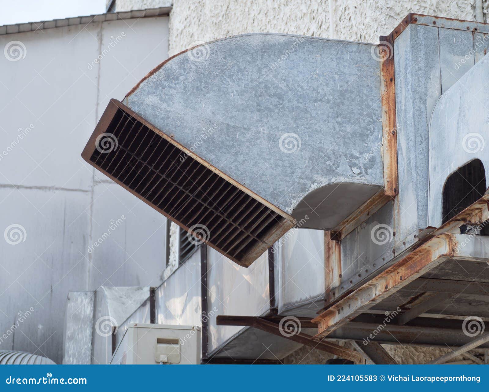Ventilation and Air Conditioning Pipe Installed Outside the Building