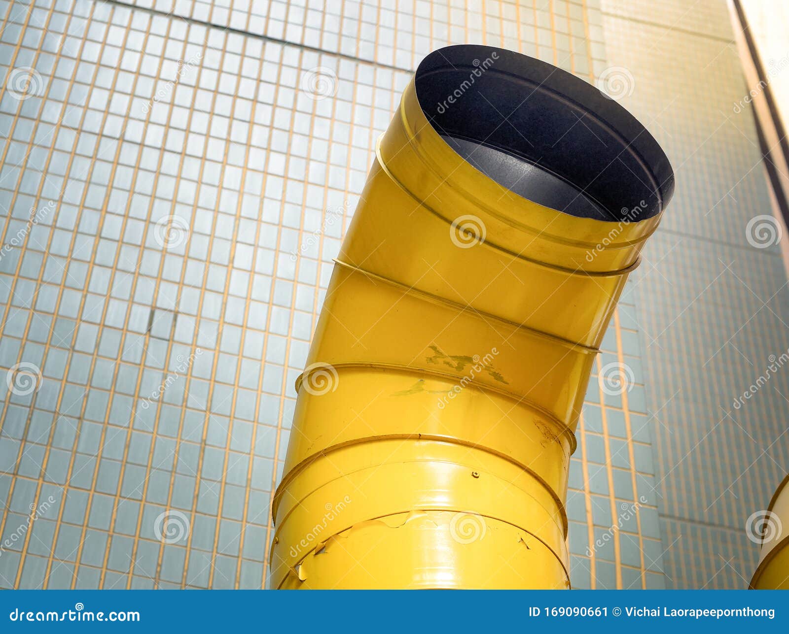 Ventilation and Air Conditioning Pipe Installed Outside the Building