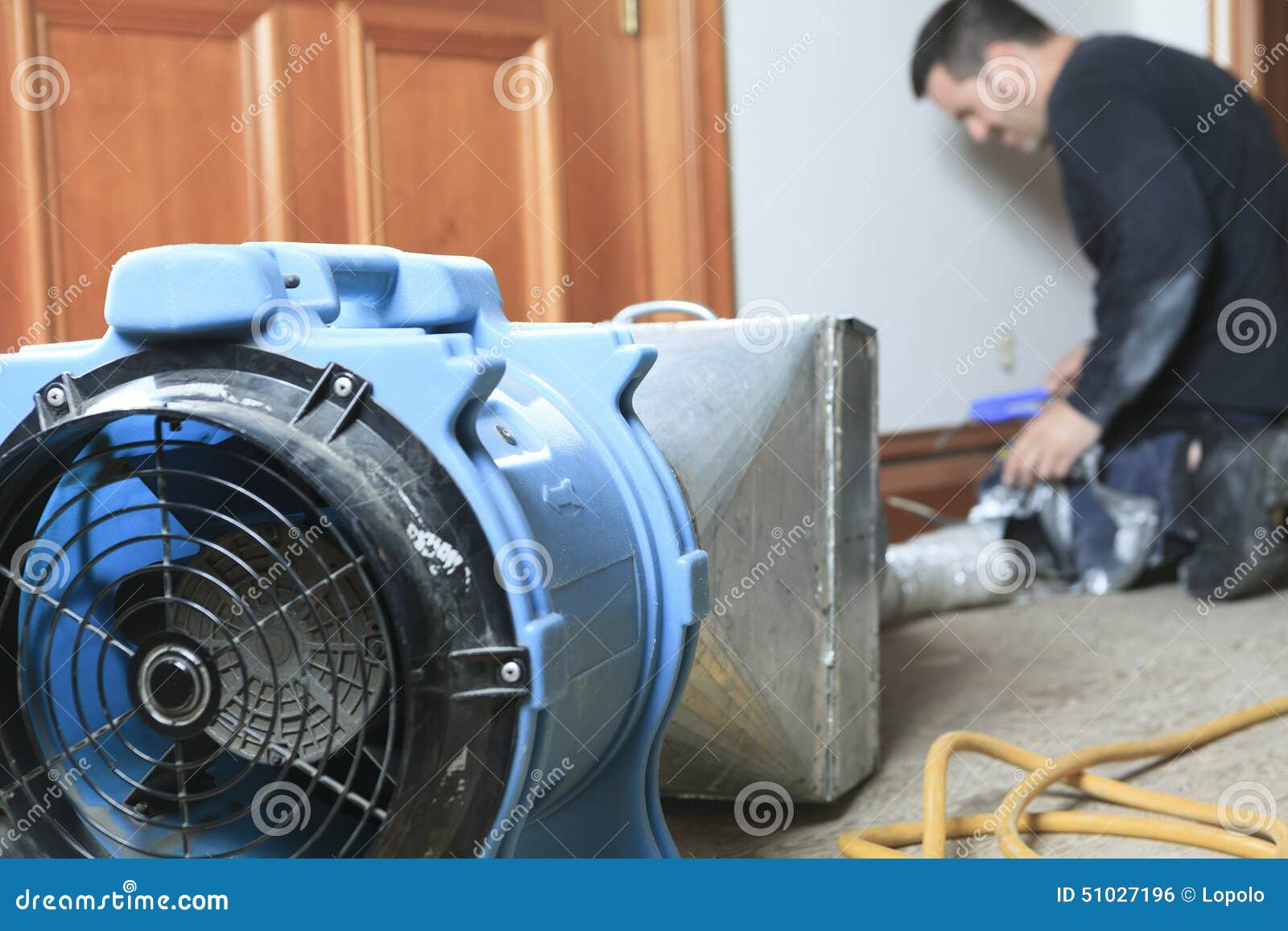 Ventilation Cleaner Working on a Air System Stock Photo Image of