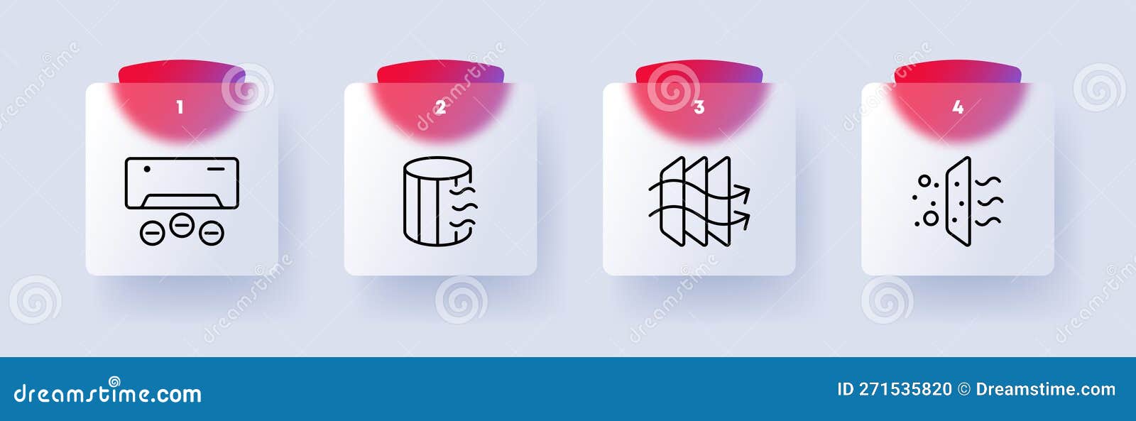 ventilation icons set. air freshening, air humidification, air conditioning, extractor hood. ventilation cocnept