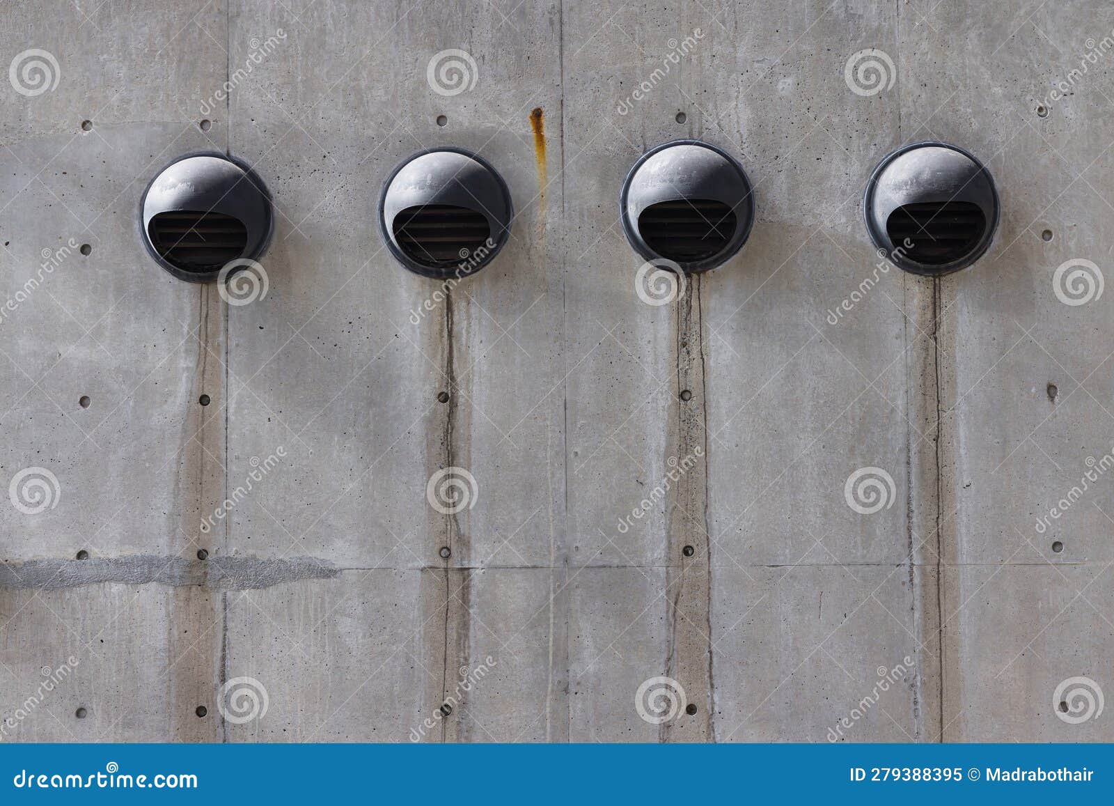 Ventilation Outlets at the Wall of a Concrete Building Stock Image