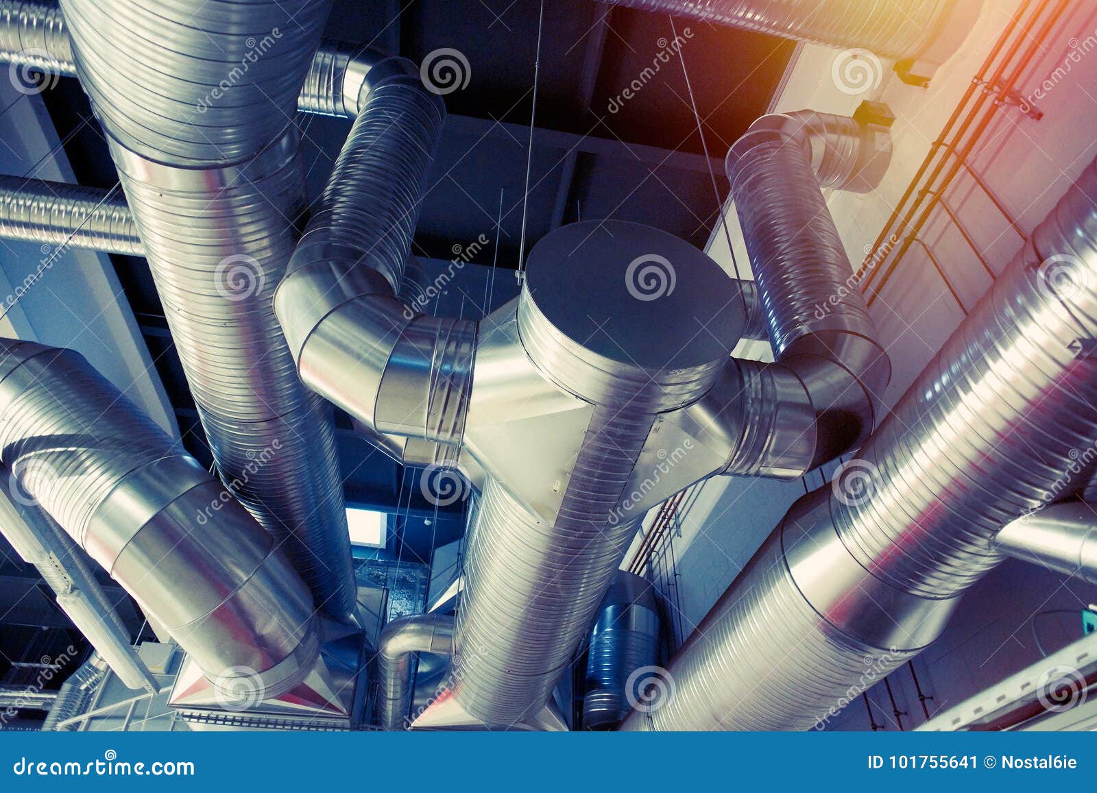 Ventilation Pipes Ducts of Industrial Air Condition Stock Image Image