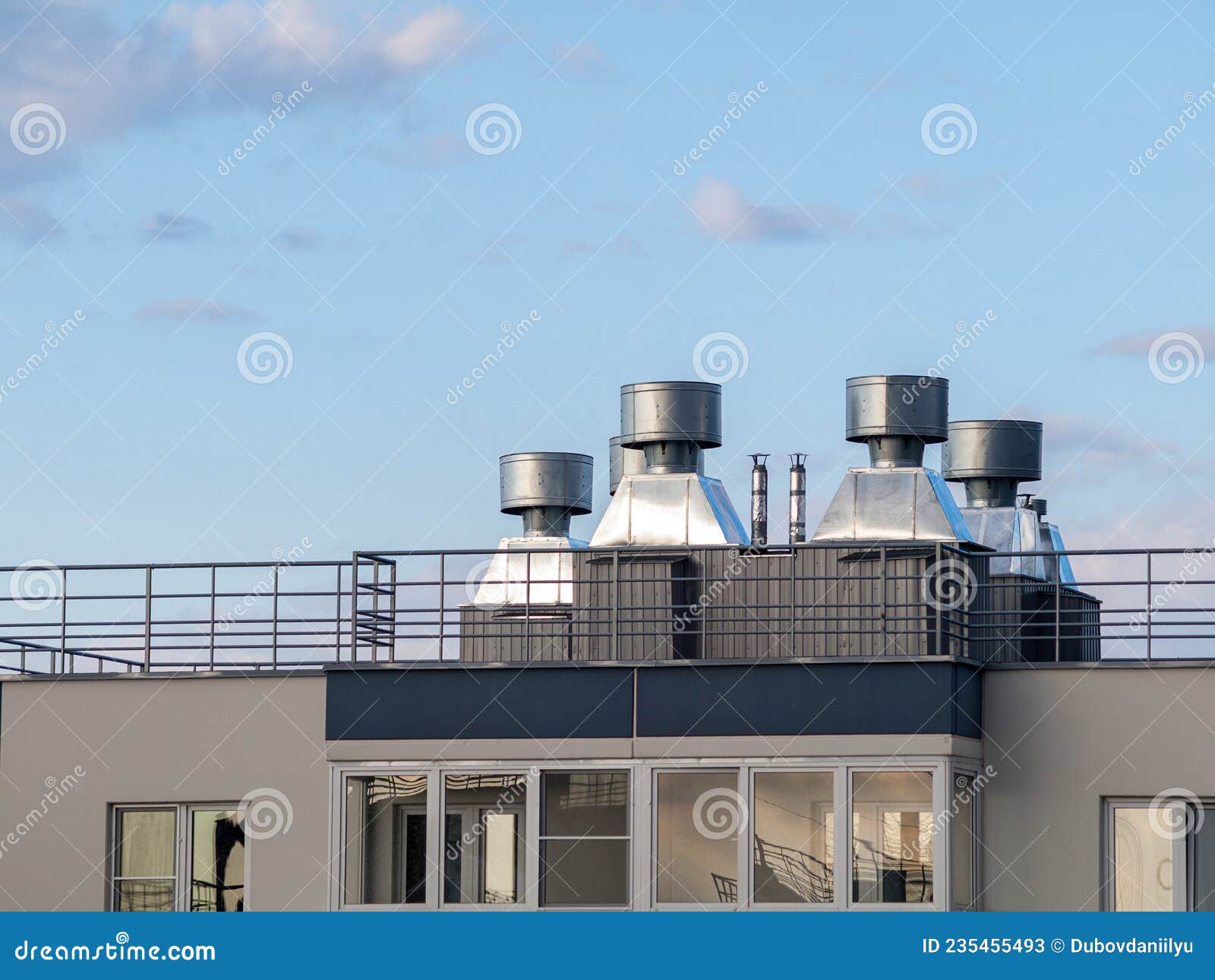 Ventilation Shafts, Exits on the Roof of a Residential Building, Air