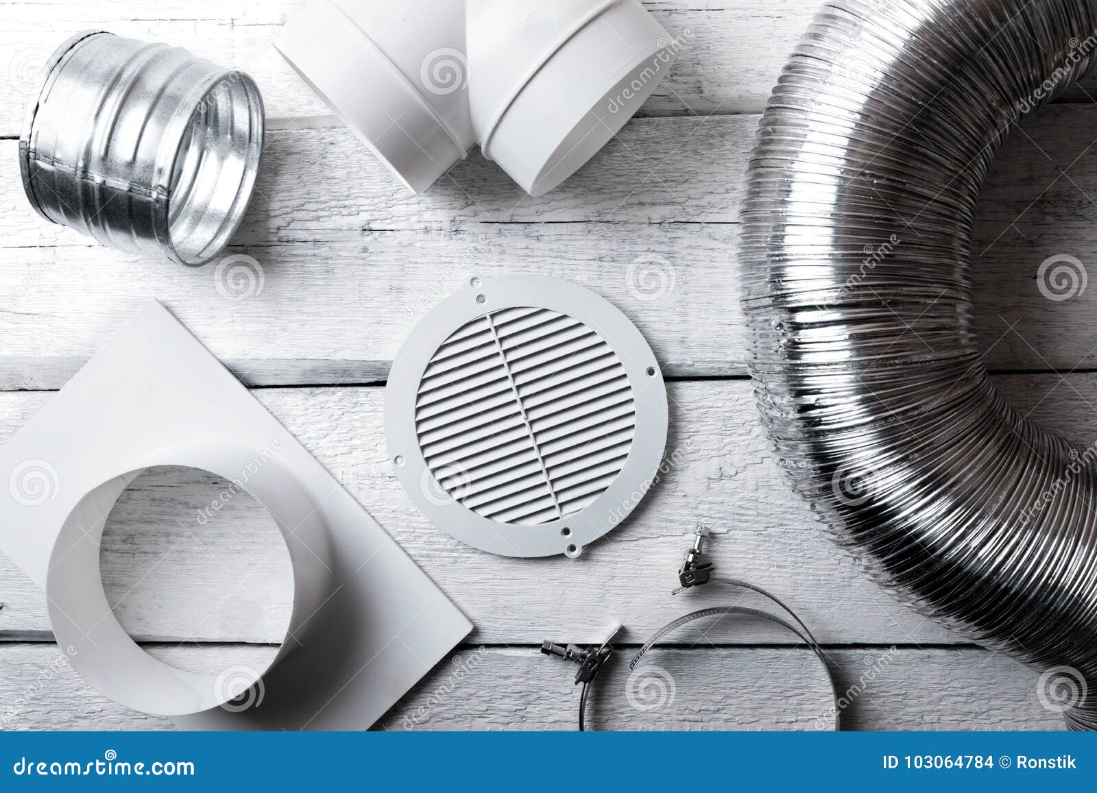 Ventilation System Items and Joints. Top View Stock Photo Image of