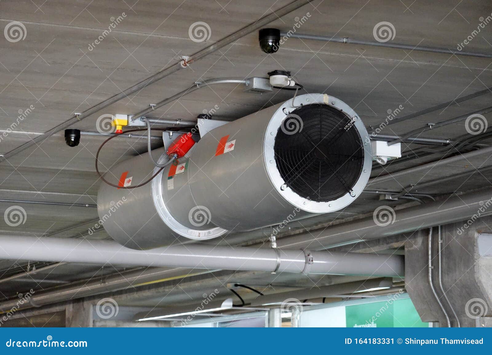 Ventilation System Parking Lot, Tunnel Jet Fan. Stock Image - Image of  steel, industry: 164183331