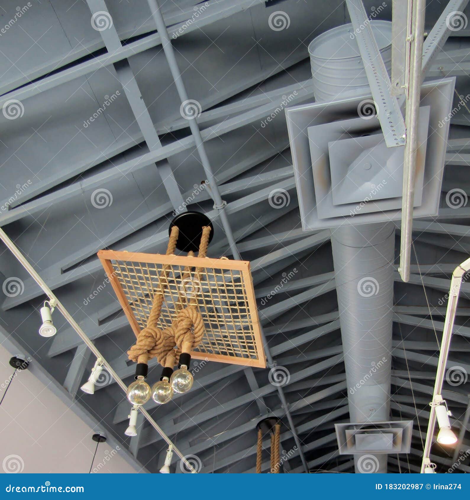 Ventilation System and Lighting Fixtures Stock Image Image of light