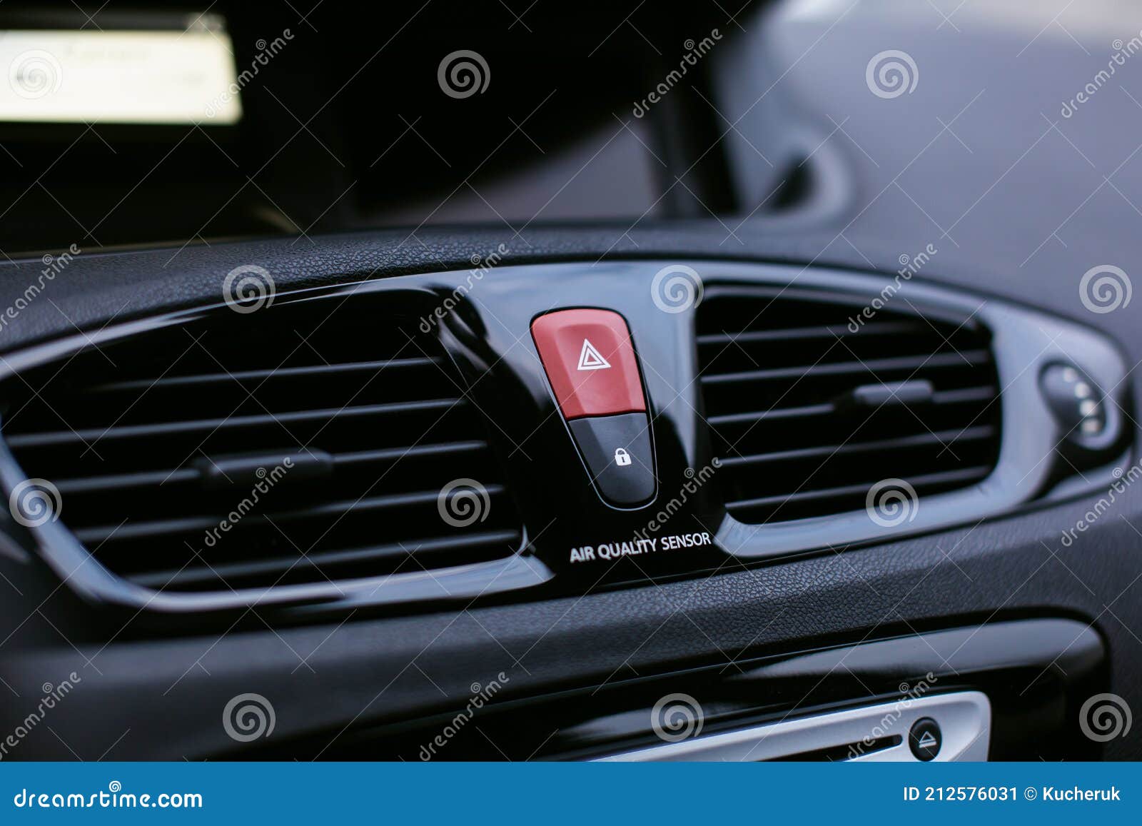 Ventilation Vents with Air Flow Deflectors and Car Emergency Lights Button. Stock Image Image