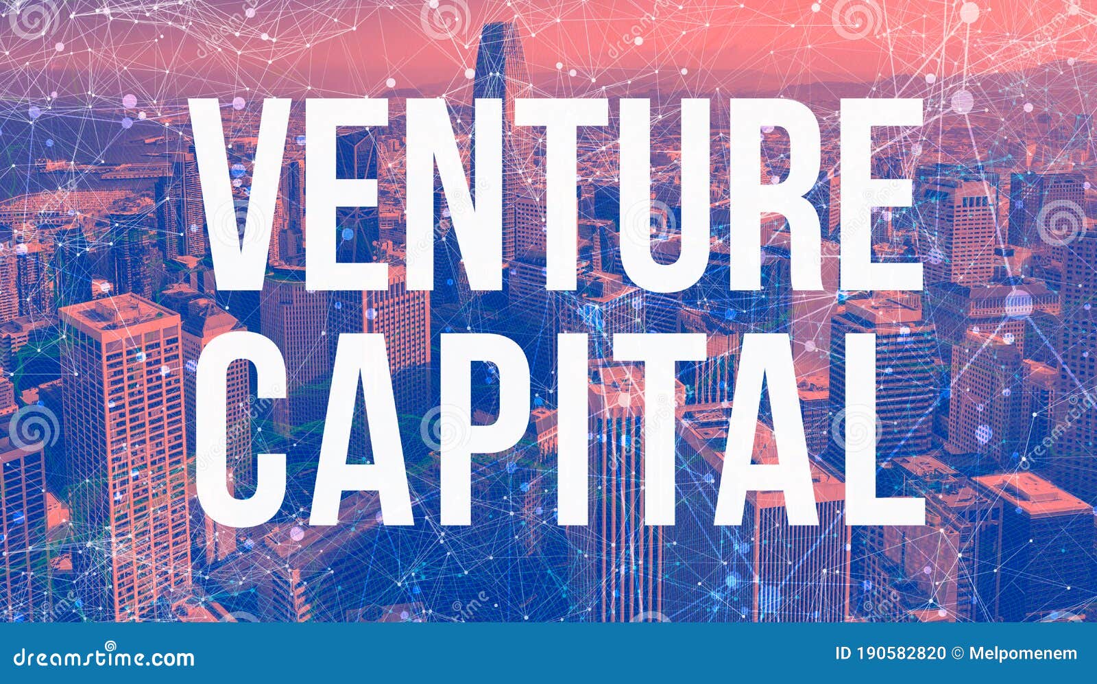 Venture Capital Theme with Abstract Network Patterns and Skyscrapers