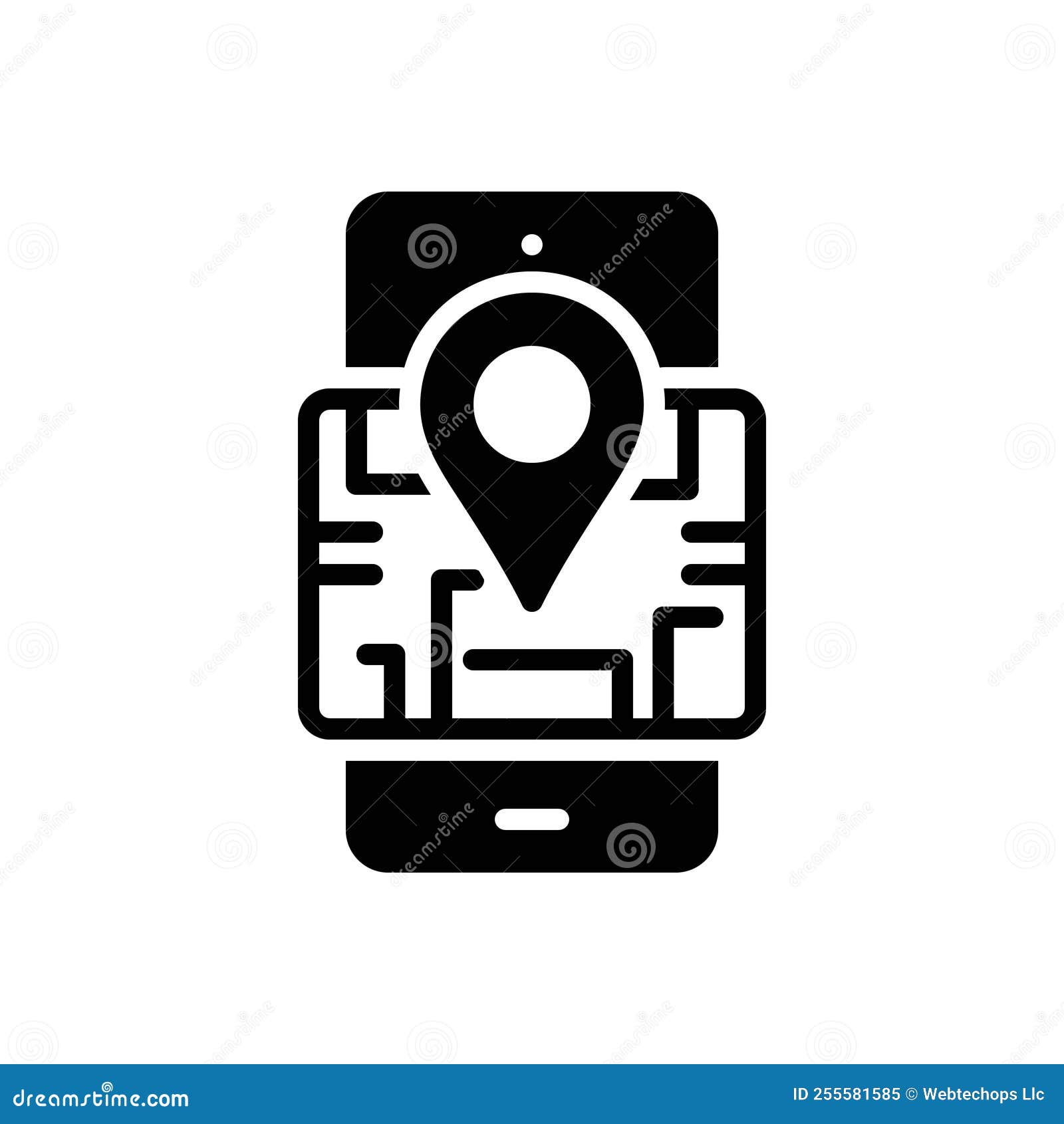 black solid icon for venue, mobile and locale
