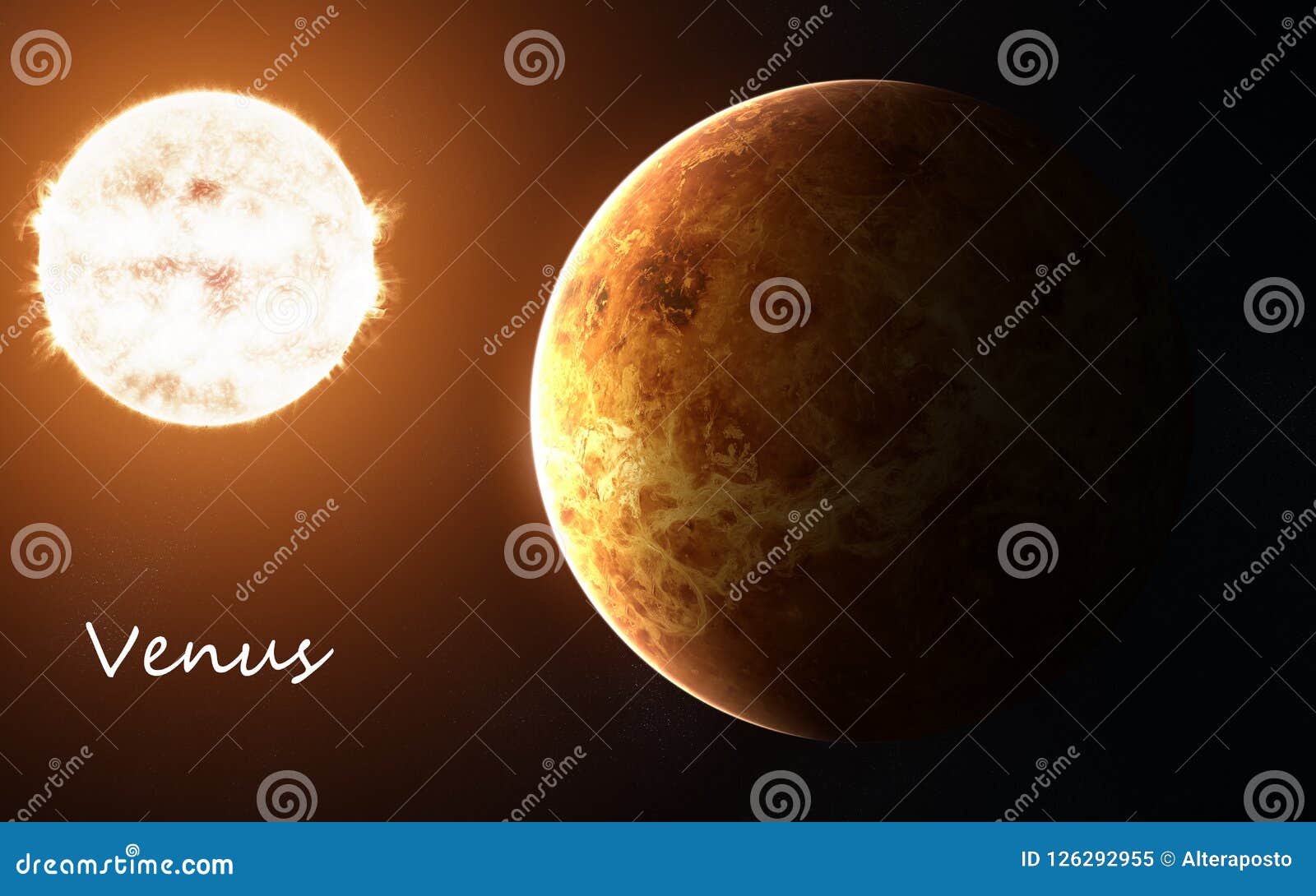 Venus Against Background Of Sun Solar System Abstract Science