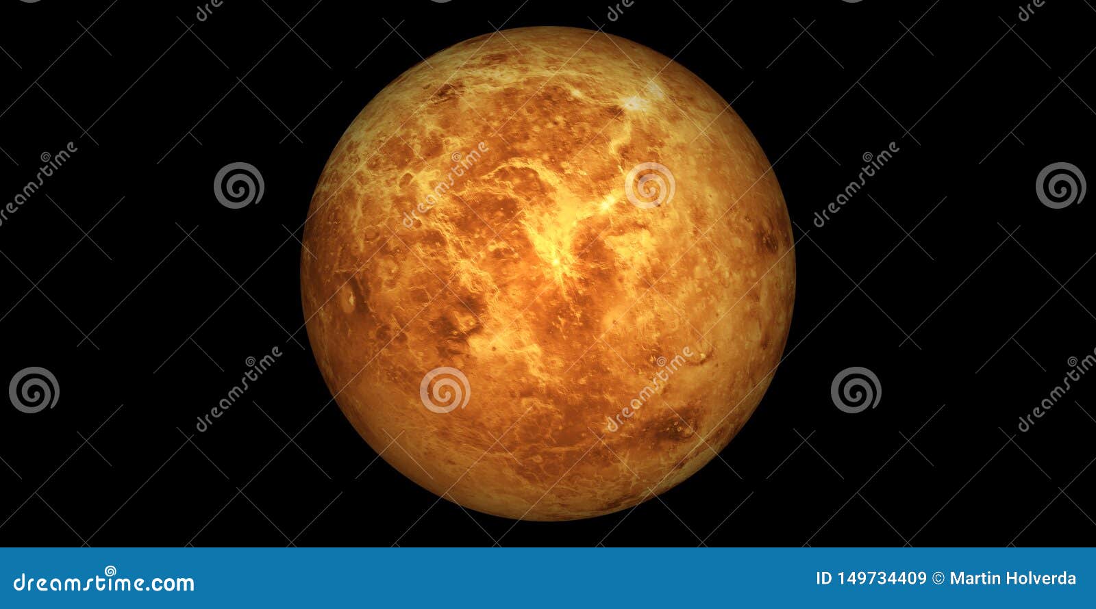 venus planet from space round black background