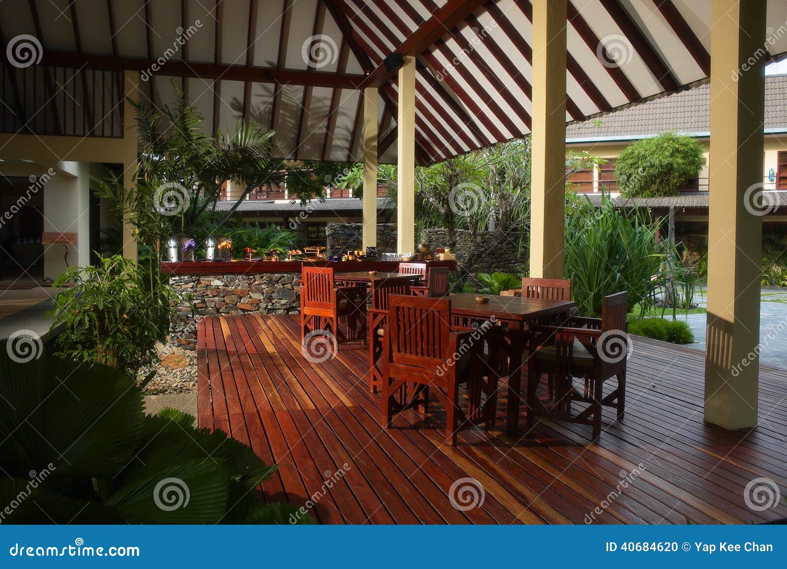 Veranda Dining stock photo. Image of table, floor, shade 40684620