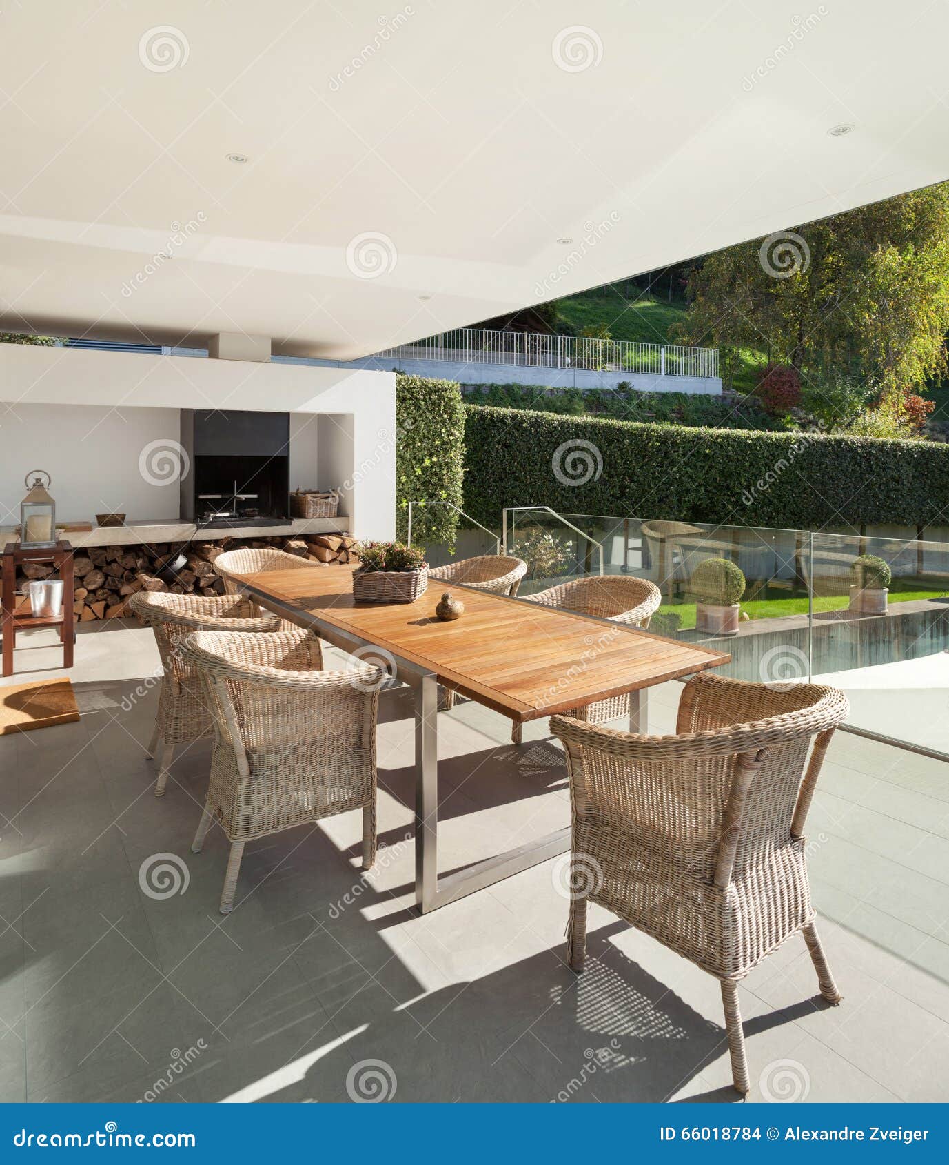 Veranda, Wooden Table and Wicker Chairs Stock Photo Image of chair