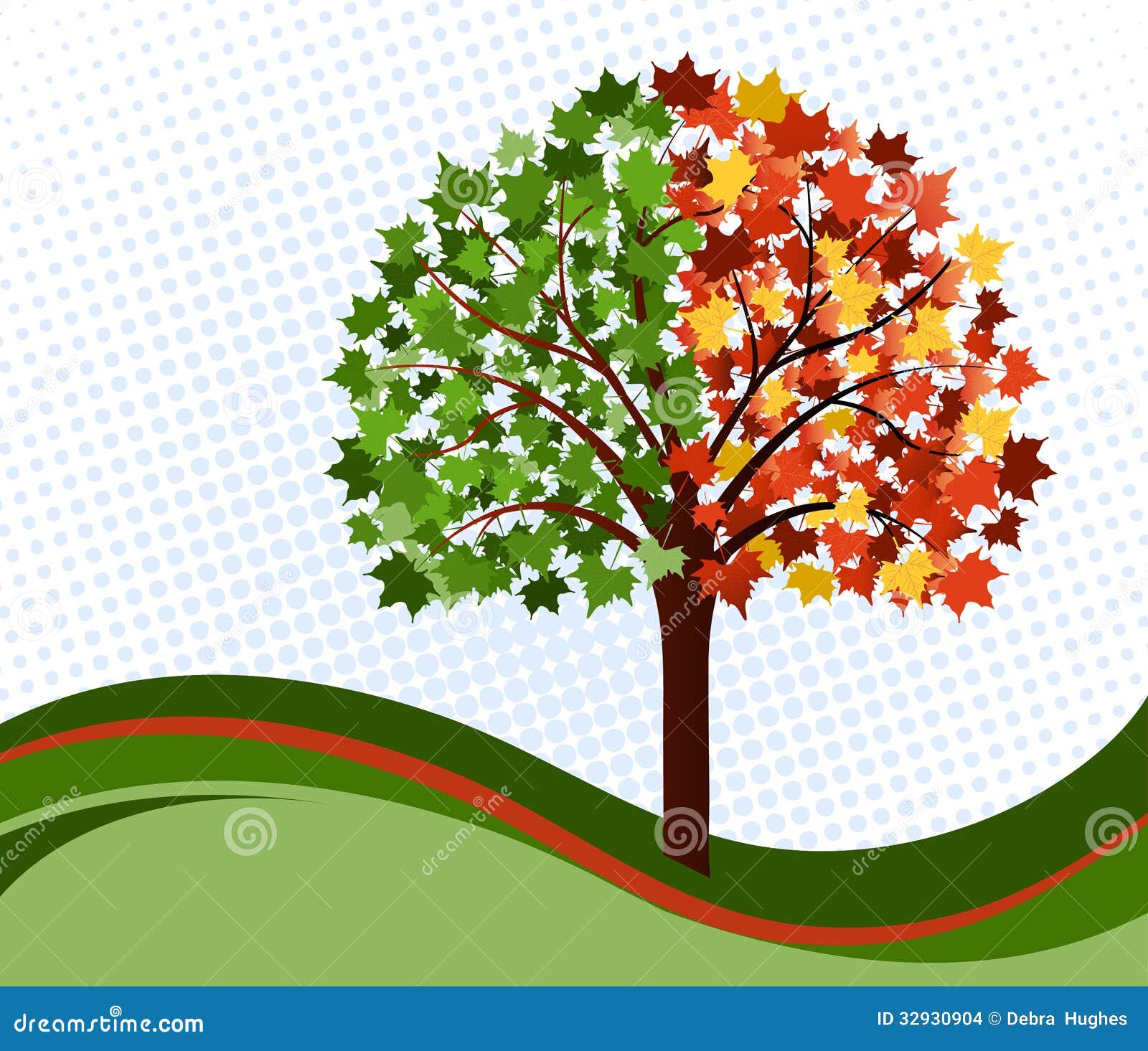 Veranderende seizoenenboom vector illustratie. Illustratie bestaande