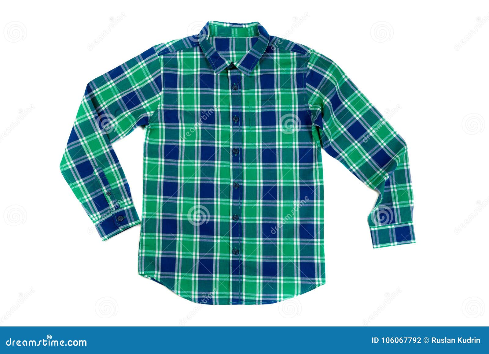 Verde Con Una Camisa Cuadros Azul En Blanco Foto de archivo - Imagen de manera, limpio: