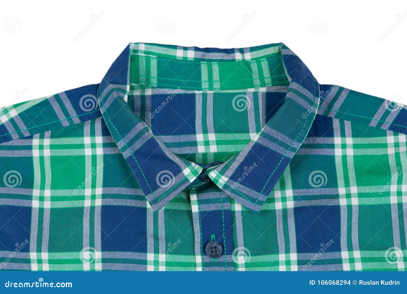 Verde Con Una a Cuadros Azul Aislante En Blanco Foto de - Imagen de camisa, nuevo: