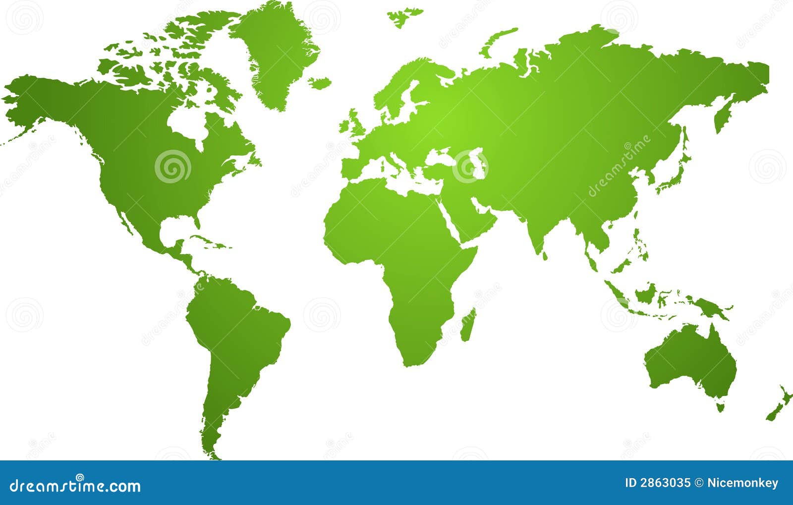 Verde do mapa de mundo. Ilustração de um mapa de mundo em um ideal verde de dois tons como um fundo