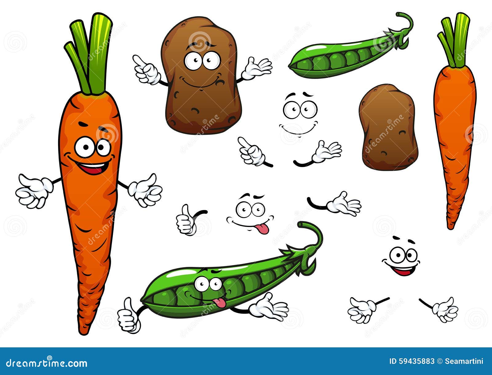 Verduras De La Zanahoria, De La Patata Y Del Guisante Verde Ilustración del  Vector - Ilustración de ingrediente, bocado: 59435883