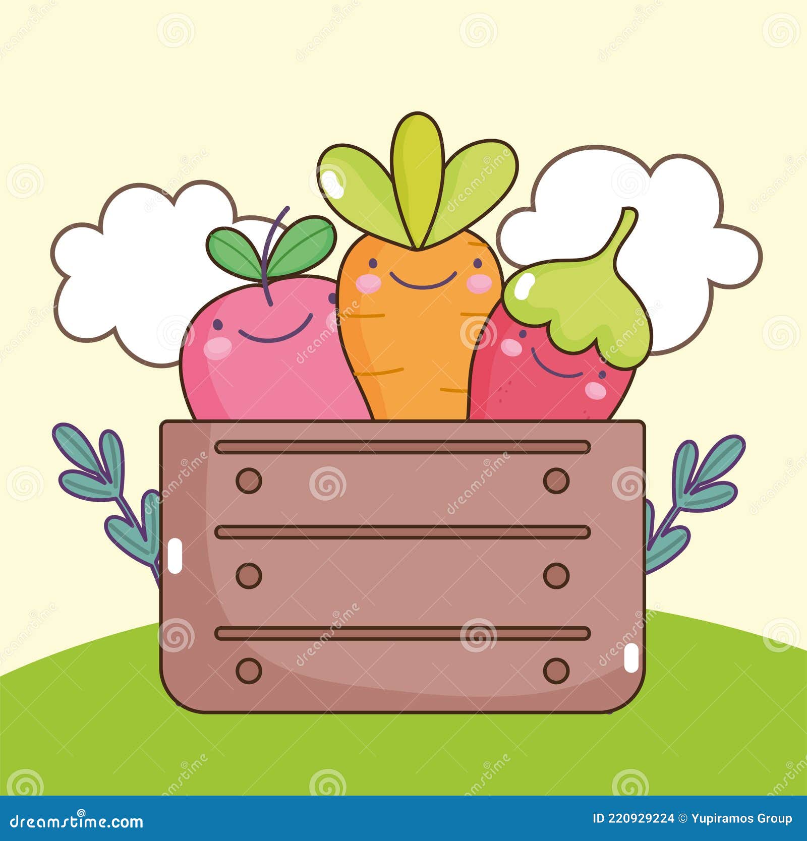 Verduras kawaii en caja ilustración del vector. Ilustración de comer - 220929224 Verduras kawaii en caja ilustración del vector. Ilustración de comer - 220929224