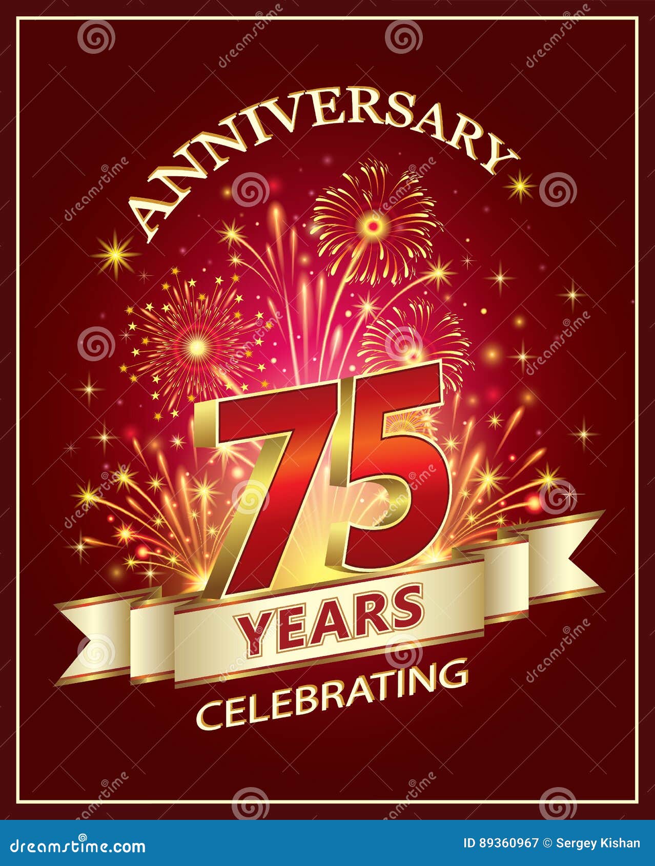 Verjaardag 75 Jaar Vector Illustratie. Illustration Of Prentbriefkaar - 89360967