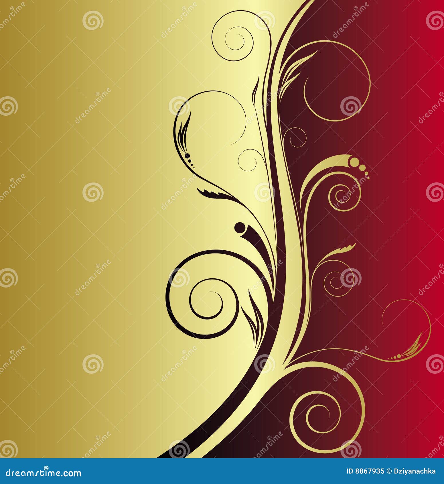 Fundo Floral Vermelho E Dourado Ilustração do Vetor - Ilustração de efeito,  bonito: 8867935, image size:1551x1690