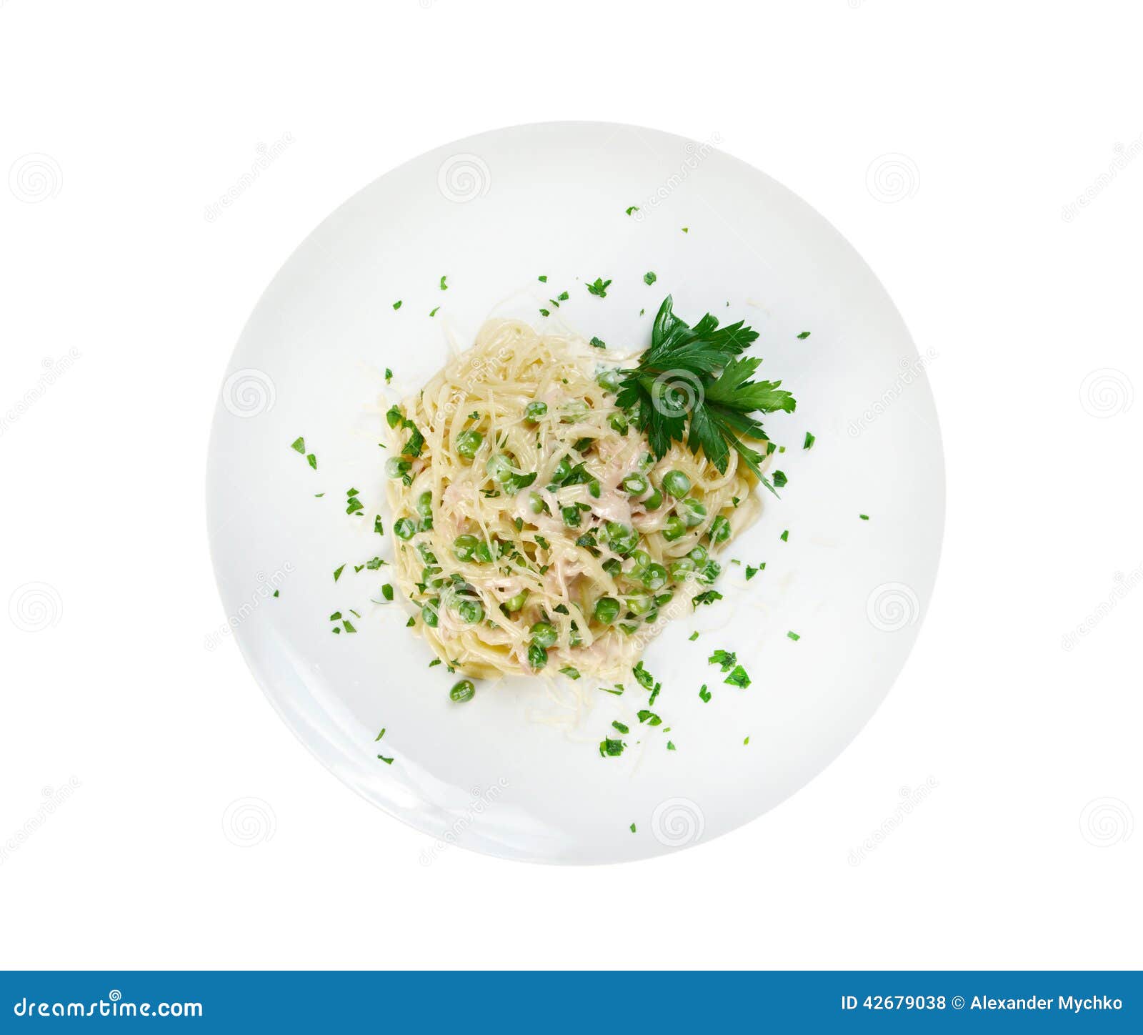 Vermicelli with green peas stock photo. Image of nutriment 42679038