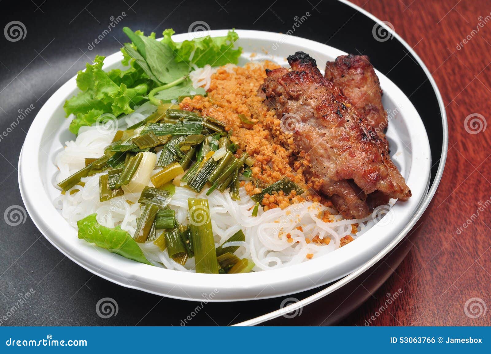 Vermicelli with Grilled Pork Stock Photo Image of broken, pork 53063766