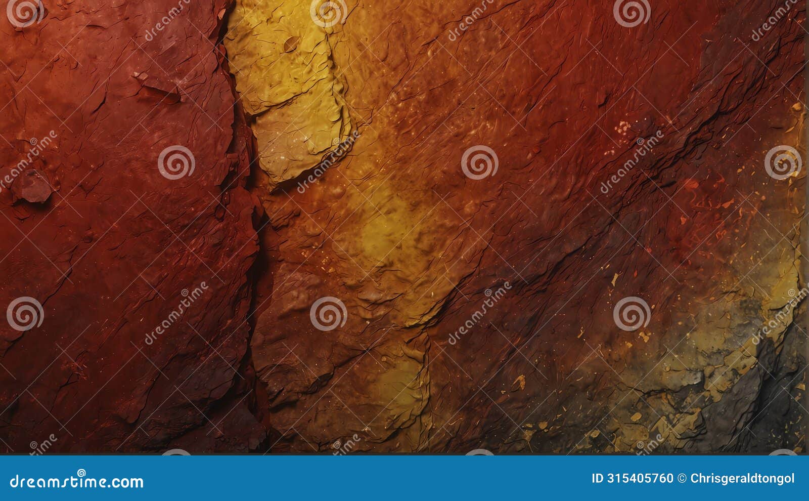 vermilion red to canary yellow gradient color rough grunge rock texture close-up ai generated