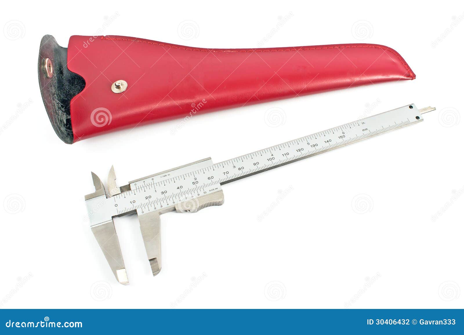 Vernier Caliper with Red Leather Case Stock Photo Image of measurement, scale 30406432