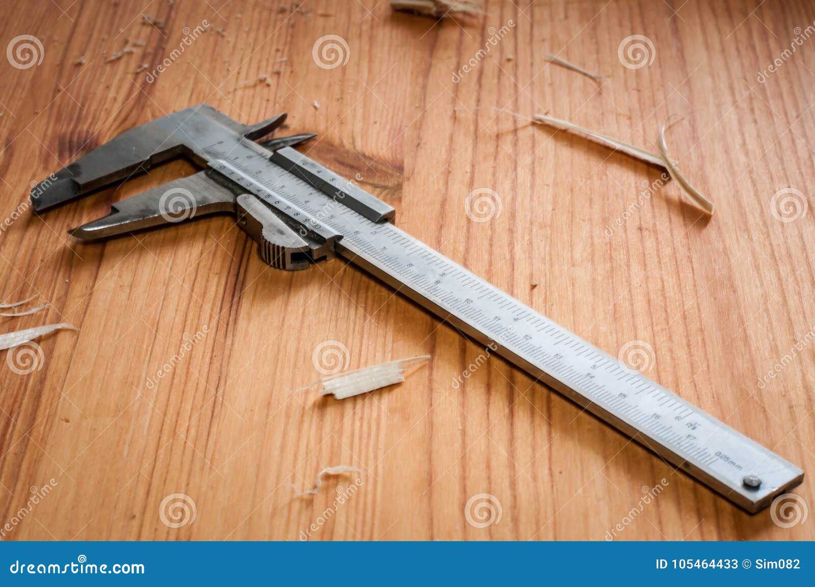 A Vernier caliper stock image. Image of woodworking 105464433