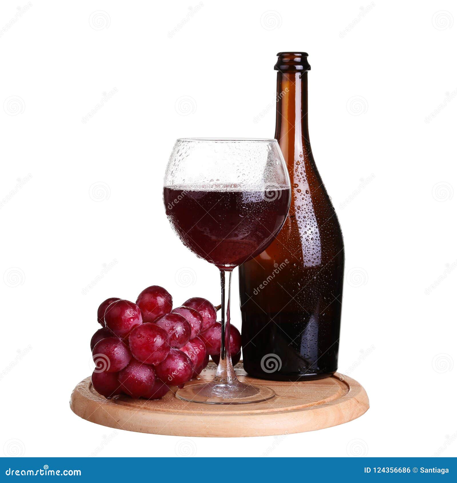 Vin Rouge En Bouteille De Vin Avec Verre De Vin Et Raisins