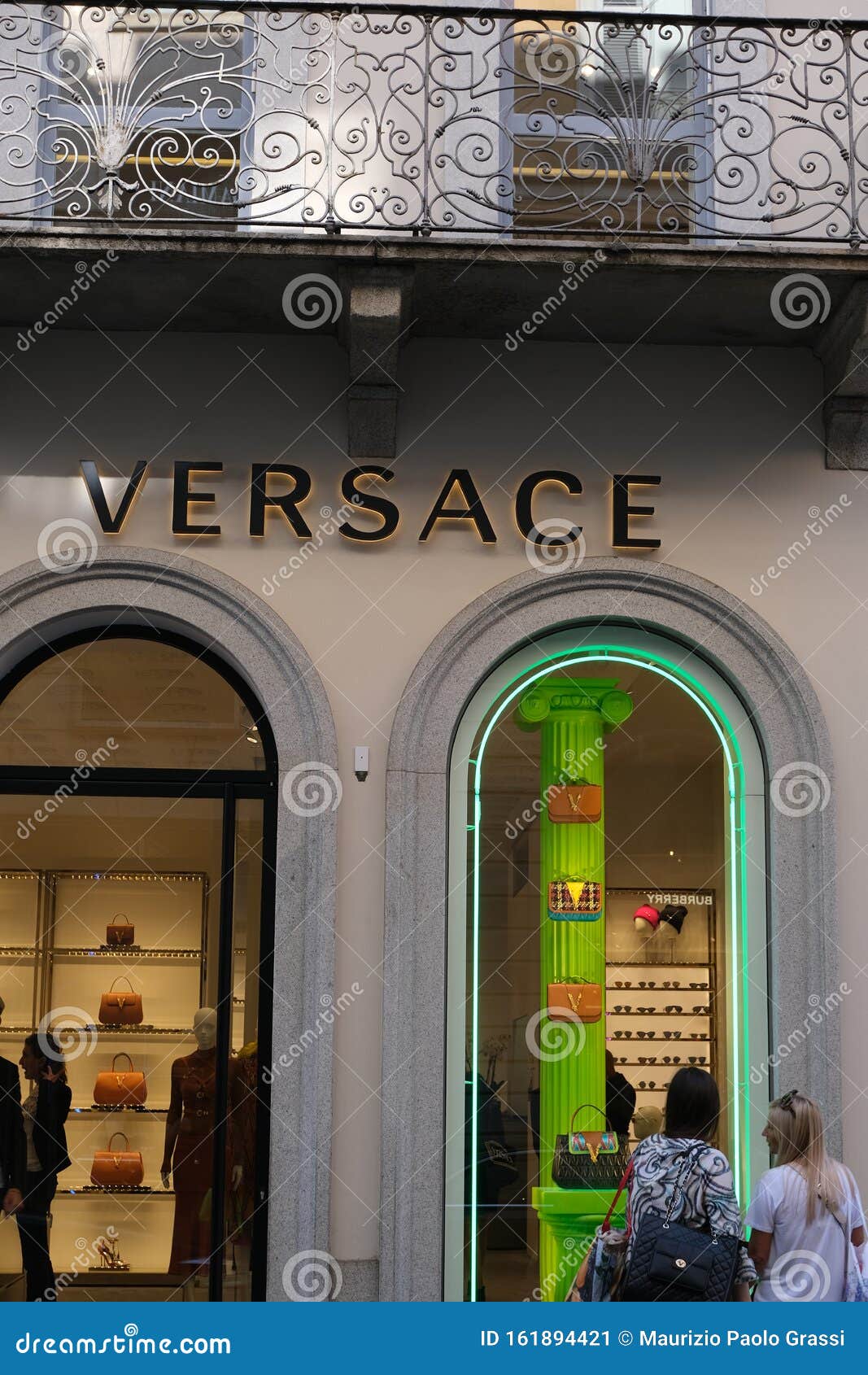 Versace Boutique with Shop Windows on Via Montenapoleone in Mila ...