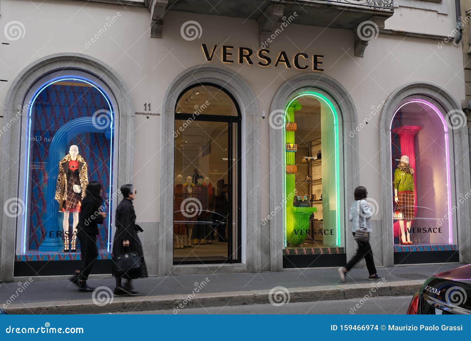 Versace Boutique with Shop Windows on Via Montenapoleone in Mila ...