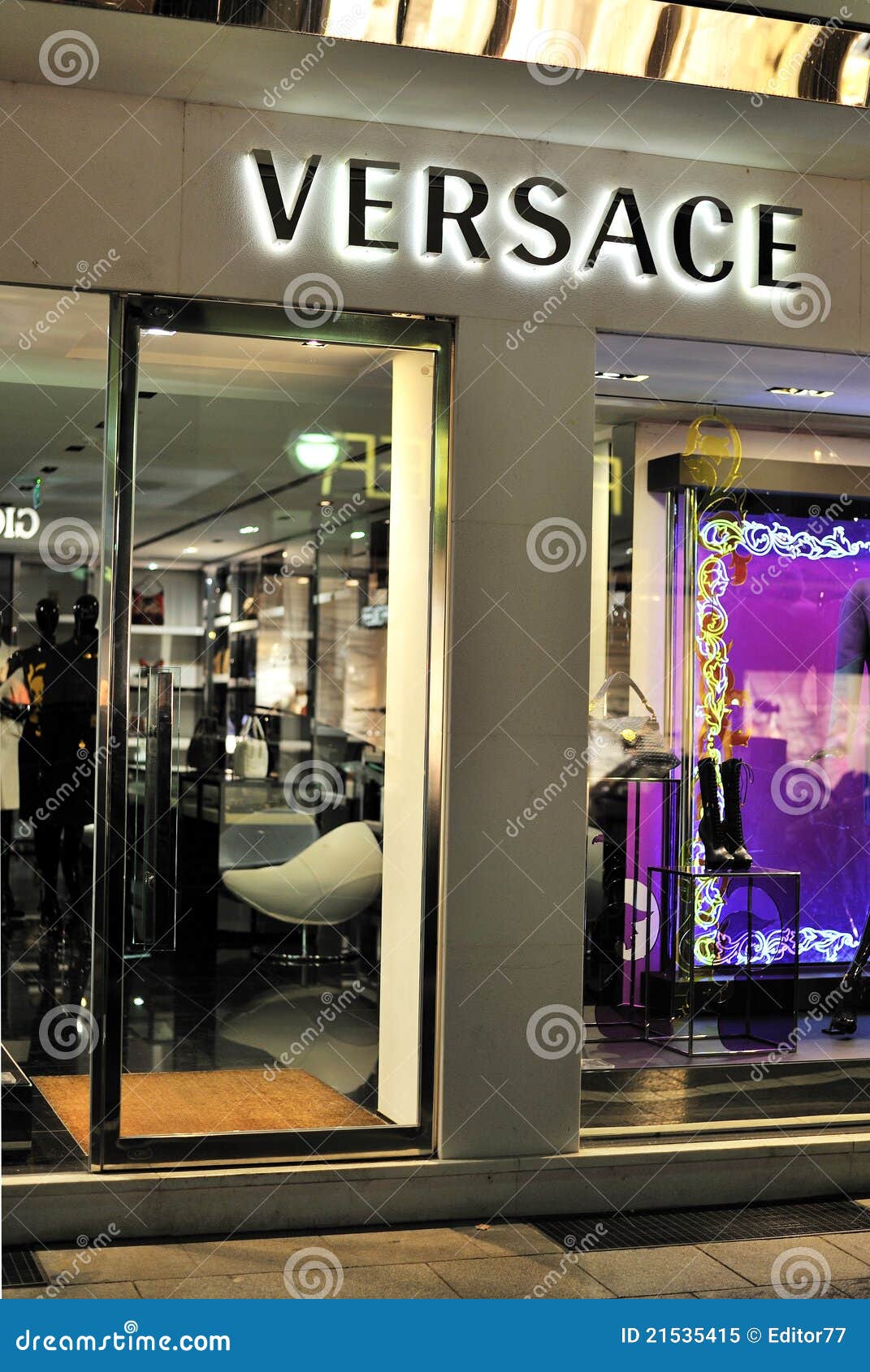 Versace fashion store editorial image. Image of accessories 21535415