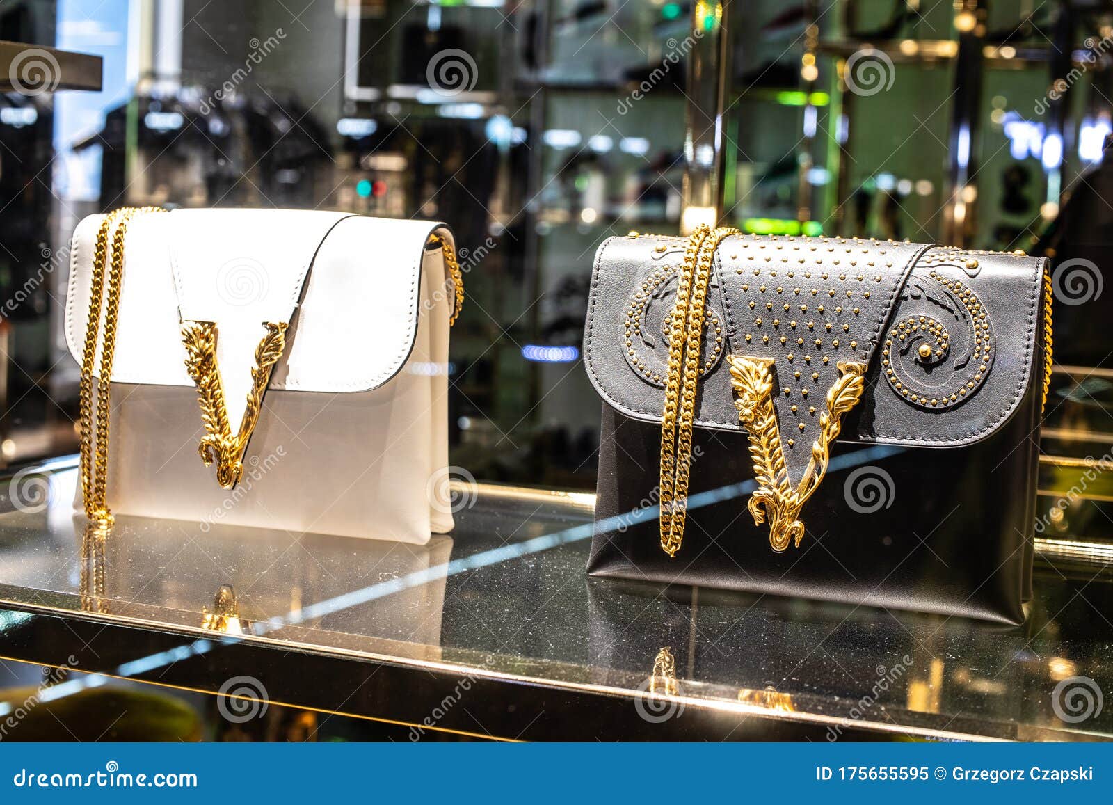 Versace Fashion Store, Window Shop, Clothes, Shoes, Bags on Display for ...