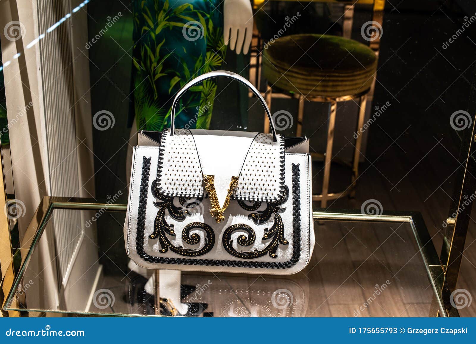 Versace Fashion Store, Window Shop, Clothes, Shoes, Bags on Display for ...