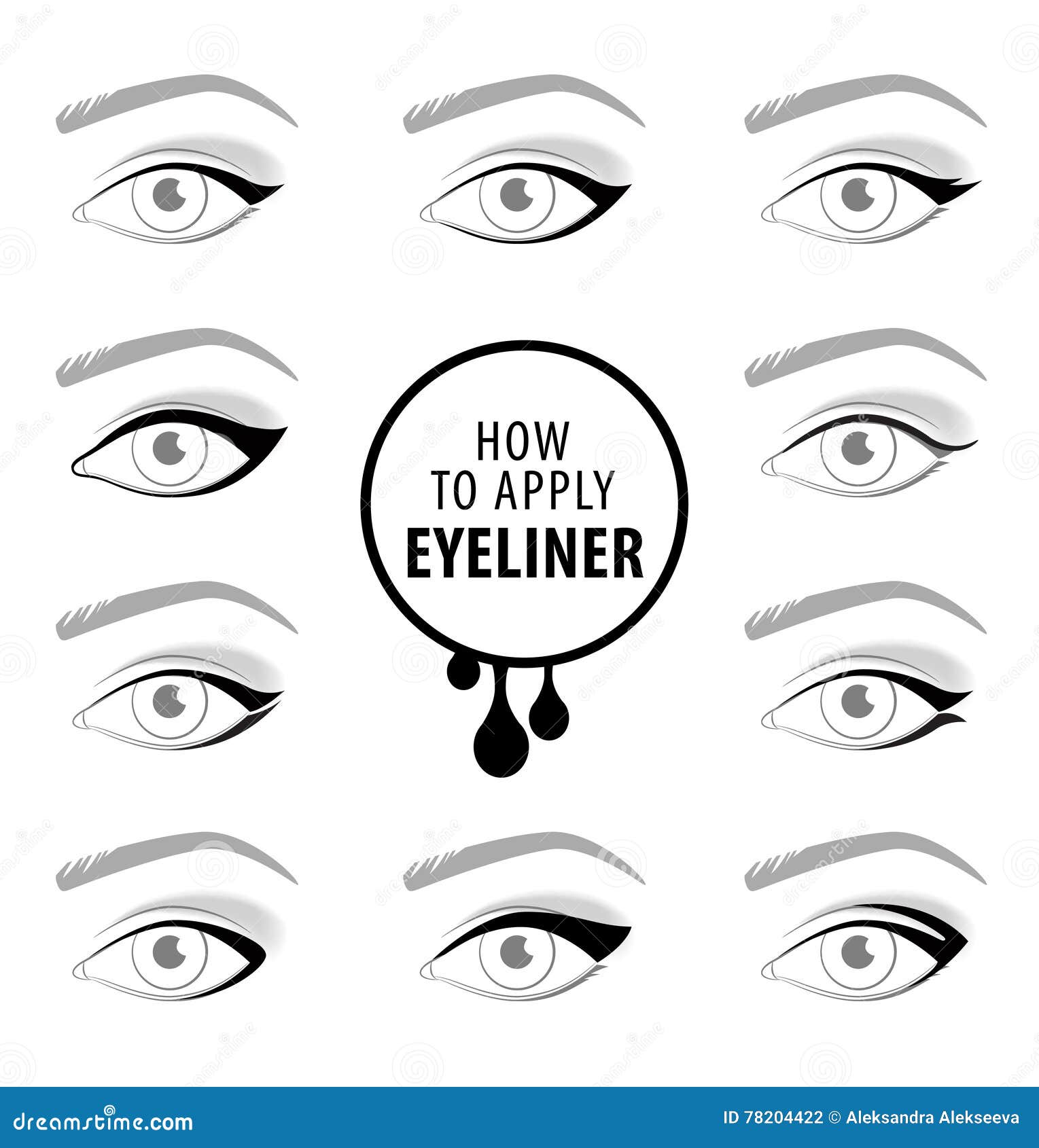 Verschiedene Arten Des Eyeliners, Vektorsatz Vektor Abbildung