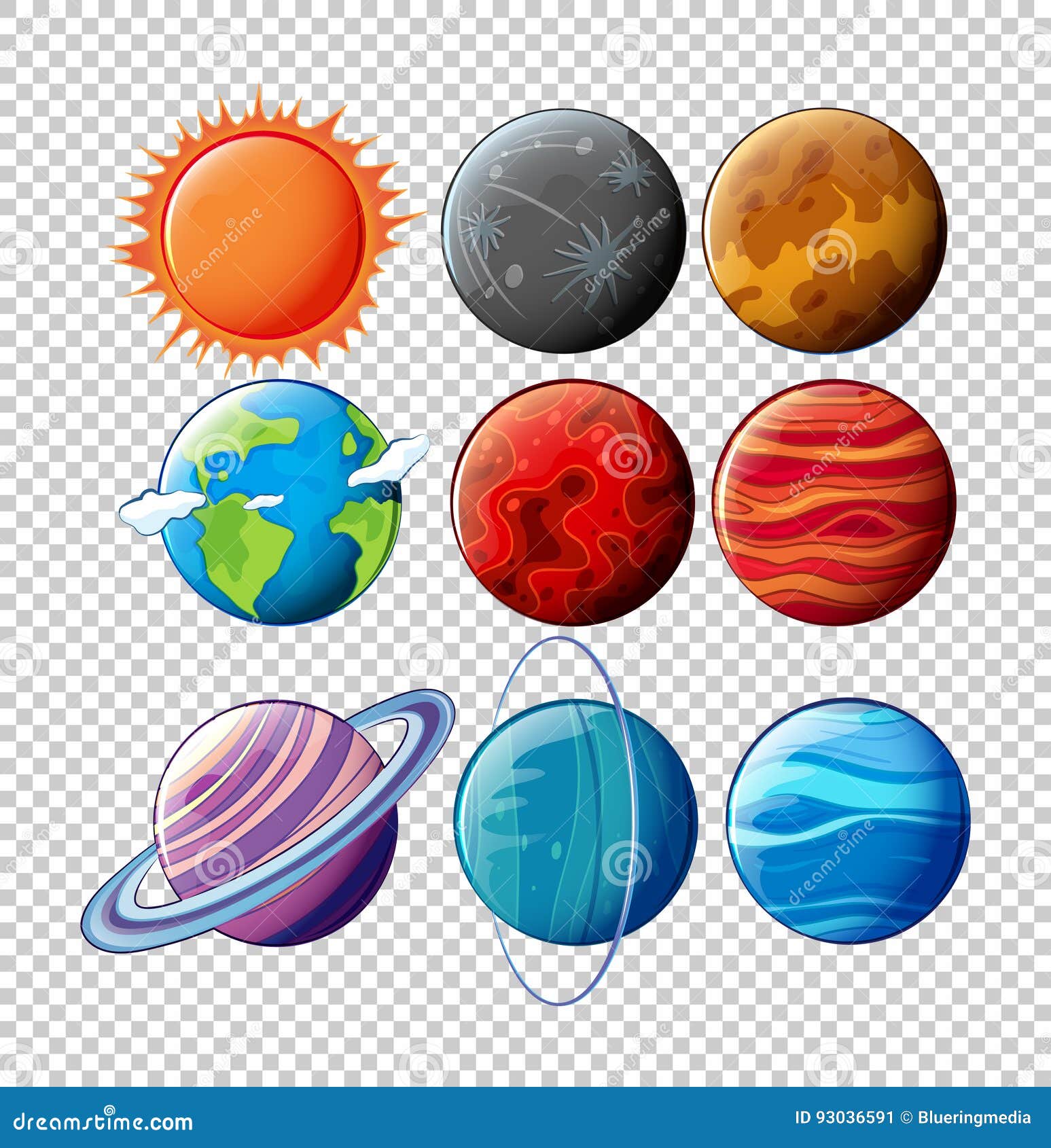 Verschiedene Planeten Im Sonnensystem Auf Transparentem Hintergrund Vektor Abbildung Illustration Von Graphik Wissenschaft