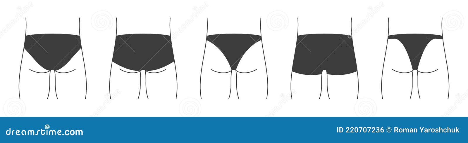 Ziekte Tips dauw Verschillende Soorten Onderbroeken of Zwembroeken. Verzameling  Achteraanzicht Lingerie. Vectorillustratie Vector Illustratie -  Illustration of overzicht, zwart: 220707236