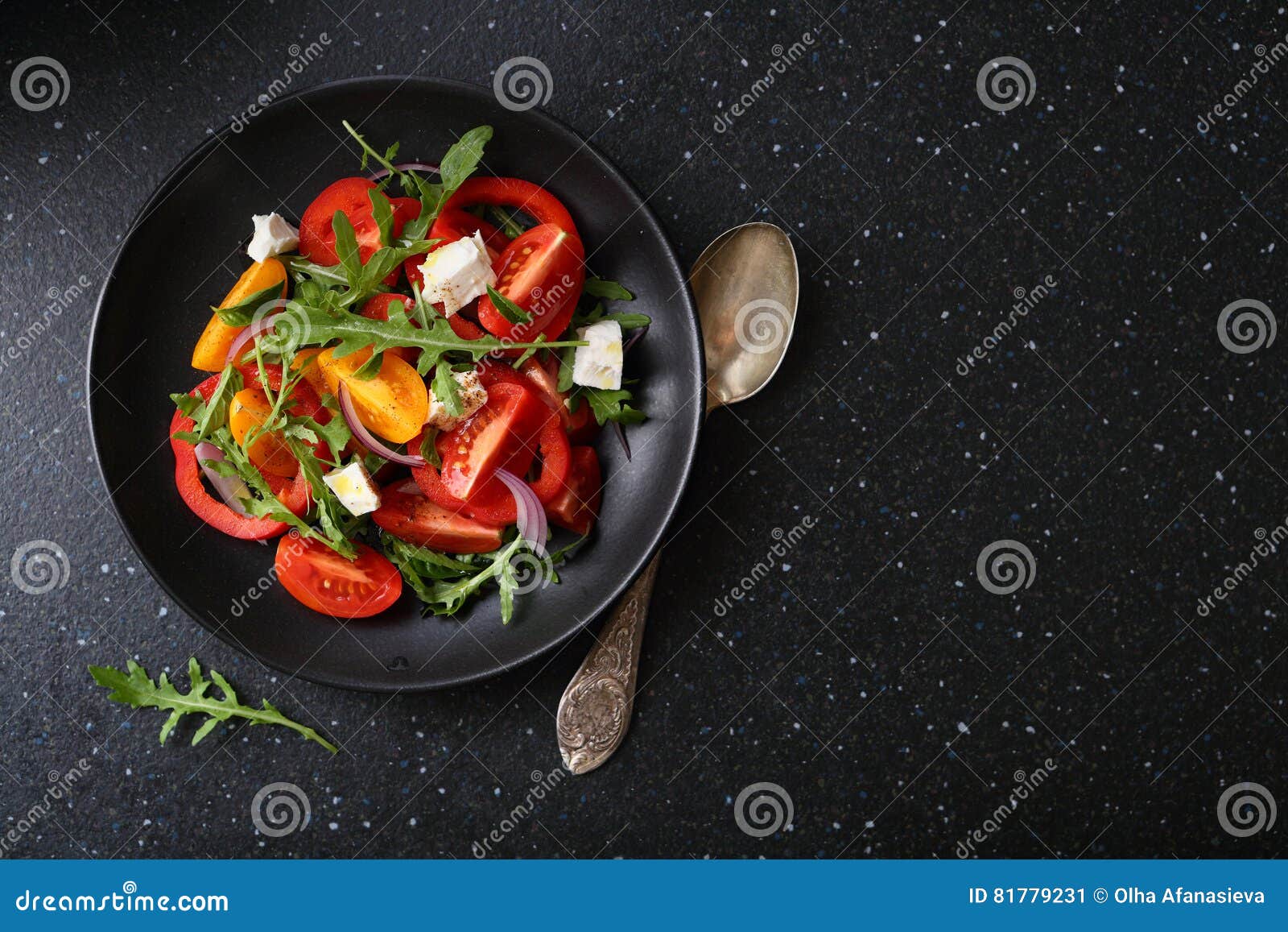Verse Tomatensalade Met Feta Stock Afbeelding Image of tomaat, gezond