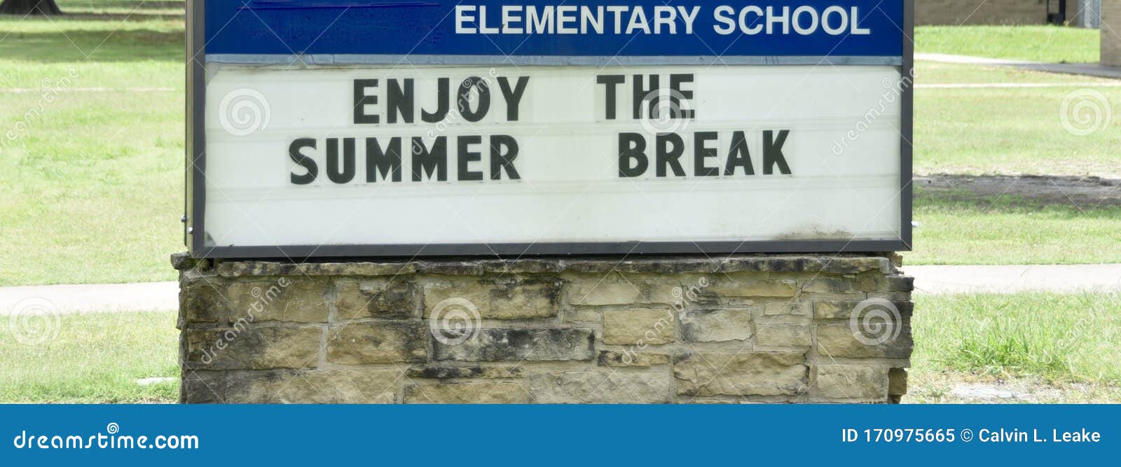 Elementary School Summer Break Sign Stock Image Image of elementary